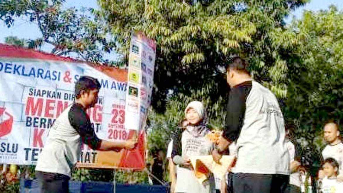 Bawaslu Pamekasan Gelar Senam Awas Pemilu 2019