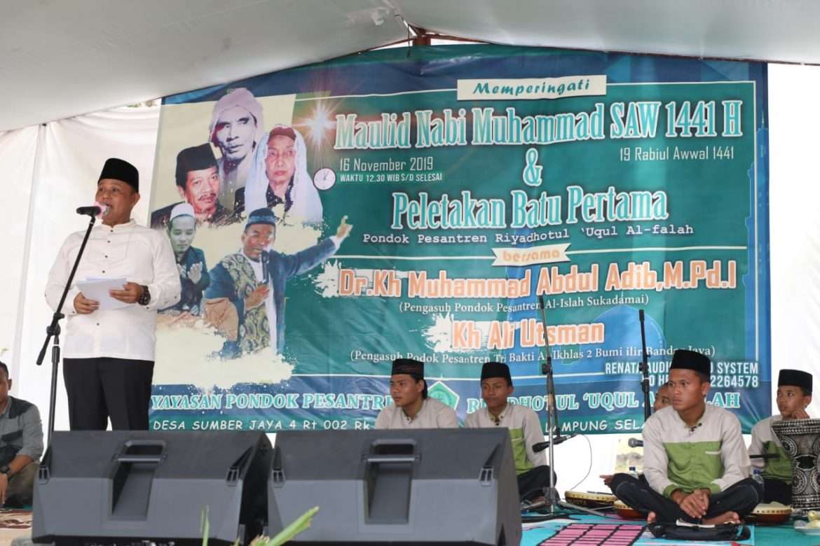 Hadiri Maulid Nabi Muhammad SAW, Nanang Ermanto Awali Pembangunan Pondok Pesantren Riyadhotul Uqul Al-Falah